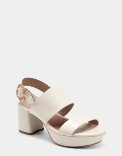 Comfortable Women's Platform Sandal in Eggshell Leather