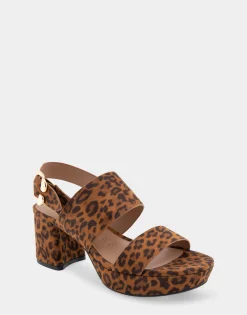 Comfortable Women's Platform Sandal in Leopard Print Faux Suede