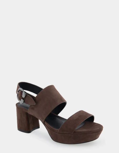 Comfortable Women's Platform Sandal in Brown Genuine Suede