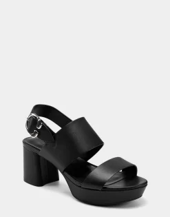 Comfortable Women's Platform Sandal in Black Leather
