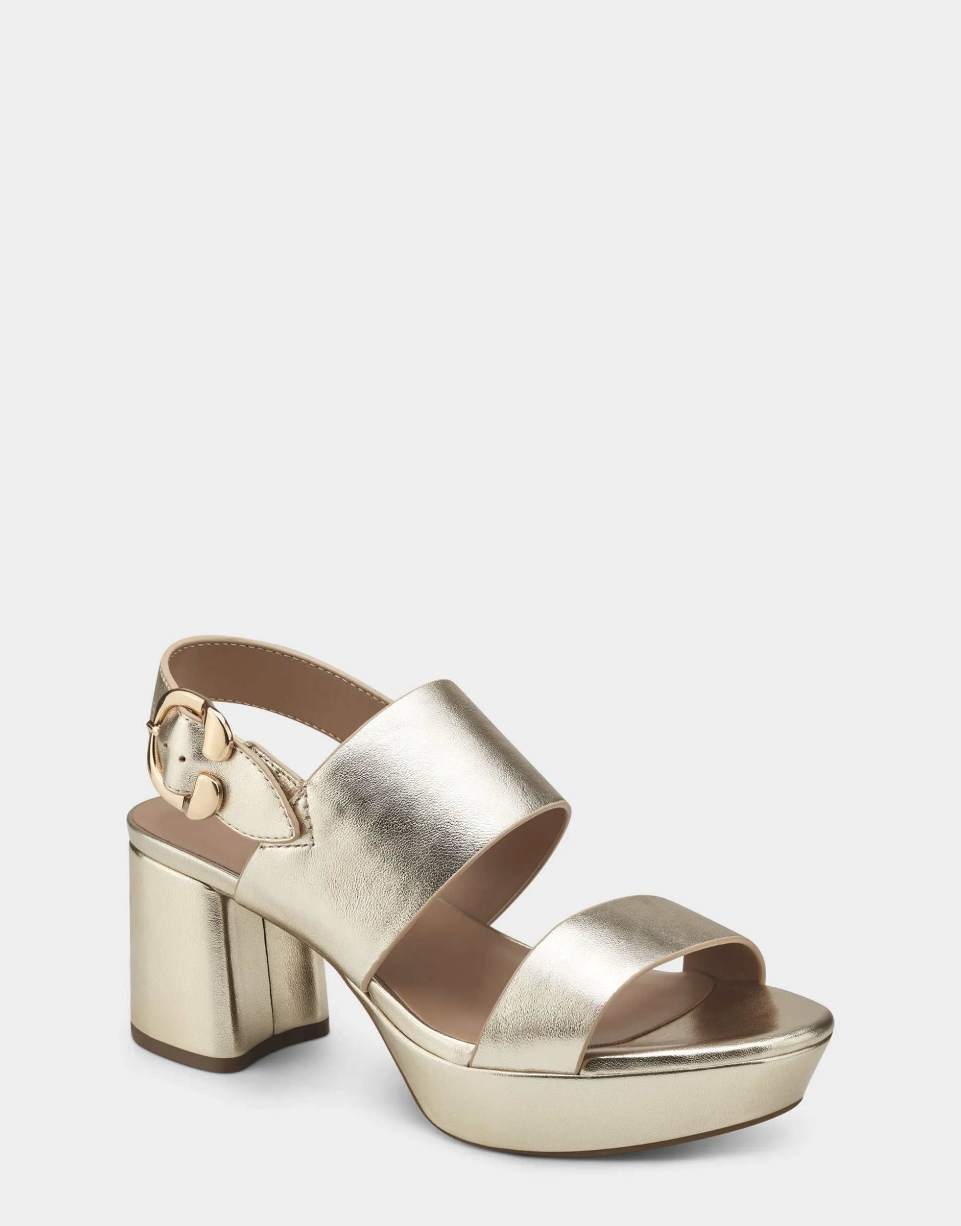 Comfortable Women's Platform Sandal in Gold Metallic Leather