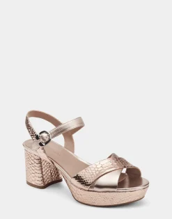 Comfortable Women's Platform Sandal in Rose Gold Genuine Leather