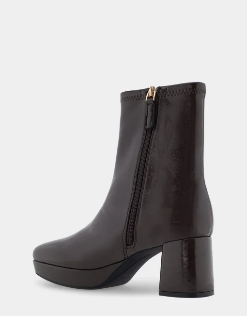 Comfortable Women's Platform Boot in Java Patent Faux Leather