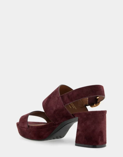 Comfortable Women's Platform Sandal in Deep Aubergine Suede Suede