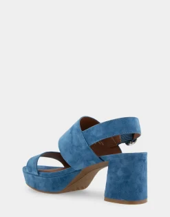 Comfortable Women's Platform Sandal in Indigo Suede Suede