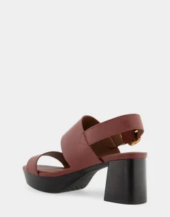 Comfortable Women's Platform Sandal in Clay Combo Leather Leather