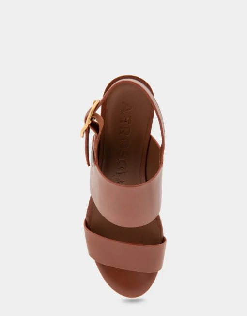 Comfortable Women's Platform Sandal in Gingerbread Leather