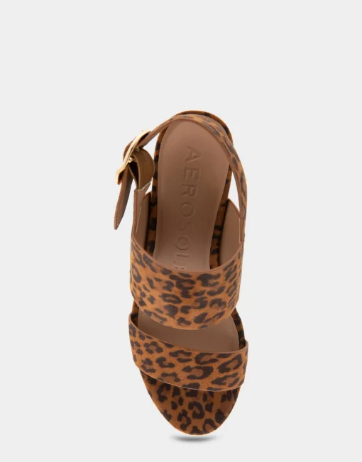 Comfortable Women's Platform Sandal in Leopard Print Faux Suede