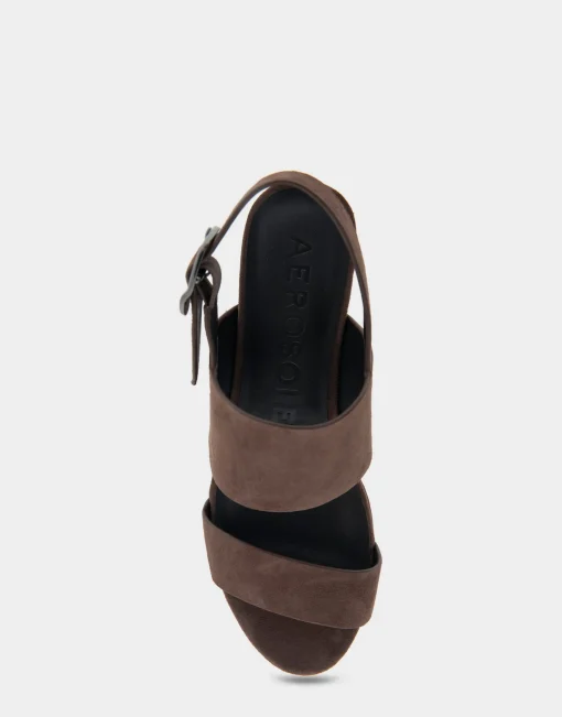 Comfortable Women's Platform Sandal in Brown Genuine Suede