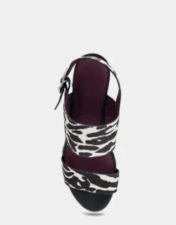 Comfortable Women's Platform Sandal in Zebra Print Calf Hair