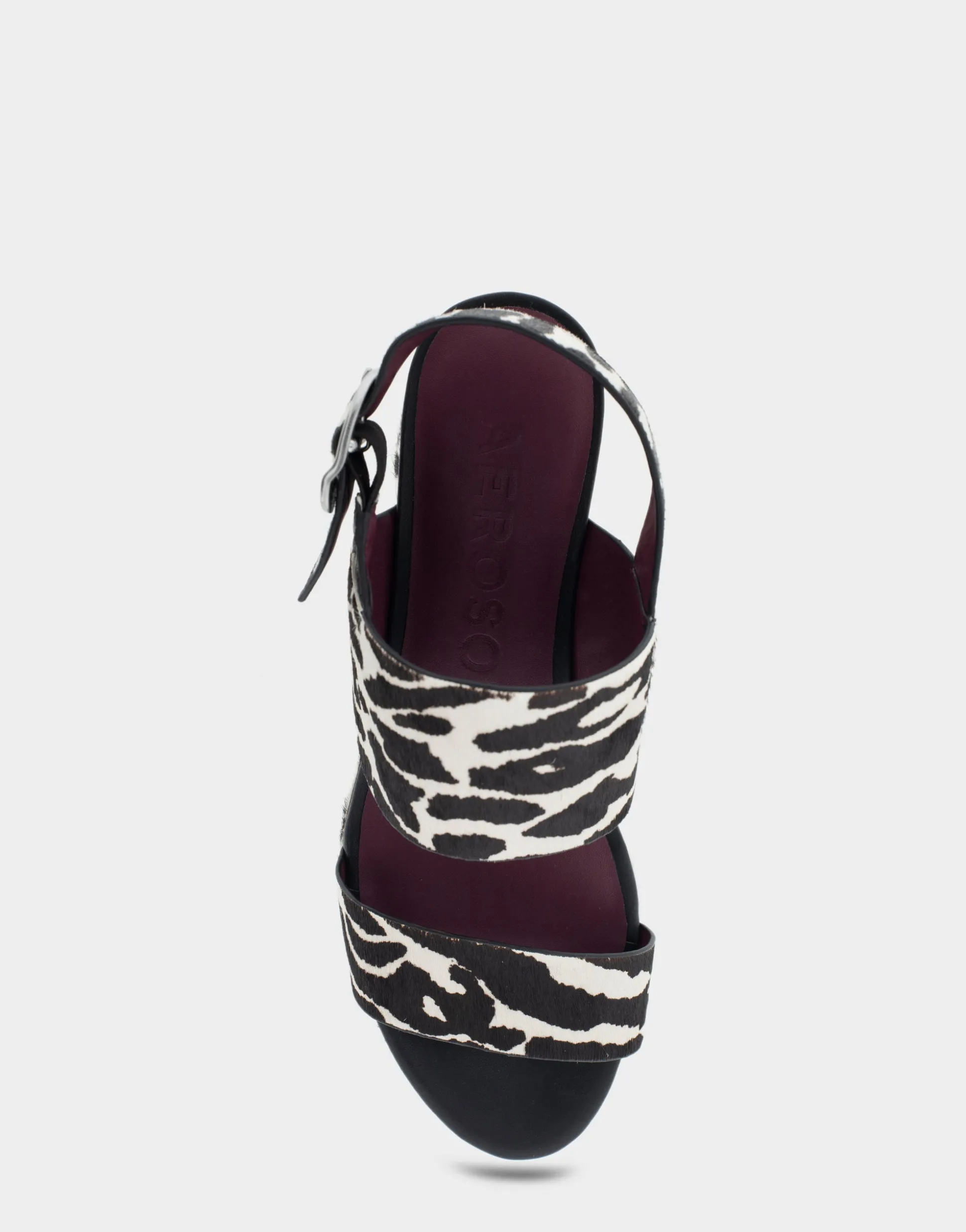 Comfortable Women's Platform Sandal in Zebra Print Calf Hair