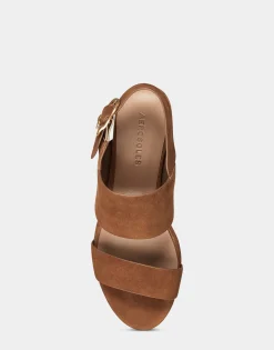 Comfortable Women's Platform Sandal in Cognac Suede
