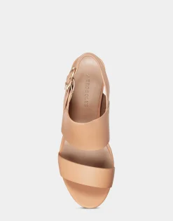 Comfortable Women's Platform Sandal in Nude Leather