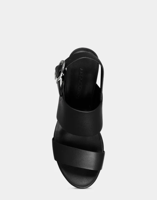Comfortable Women's Platform Sandal in Black Leather