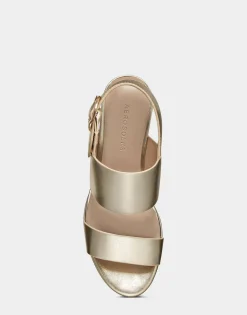 Comfortable Women's Platform Sandal in Gold Metallic Leather