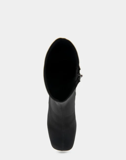 Comfortable Women's Platform Boot in Black Stretch Gabardine Fabric Fabric