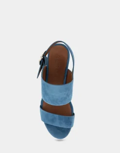 Comfortable Women's Platform Sandal in Indigo Suede Suede