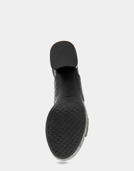 Comfortable Women's Platform Sandal in Black Jelly Croco Black Croco Faux Leather