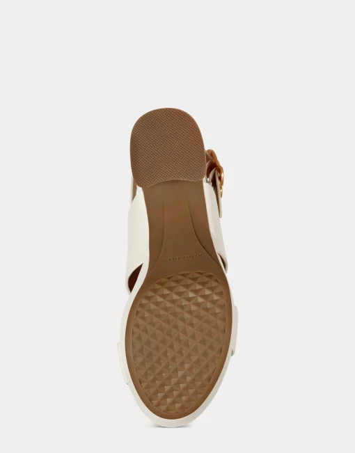 Comfortable Women's Platform Sandal in Eggshell Leather