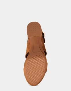 Comfortable Women's Platform Sandal in Cognac Suede