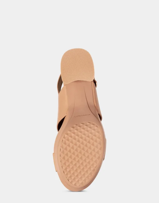 Comfortable Women's Platform Sandal in Nude Leather