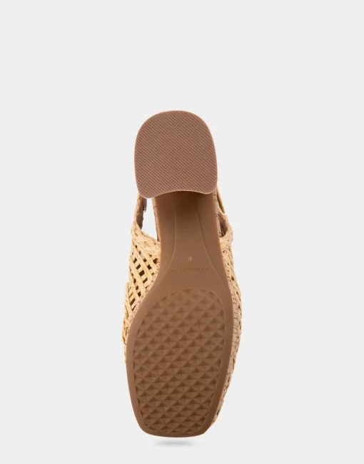 Comfortable Women's Platform Slingback in Natural Raffia Fabric