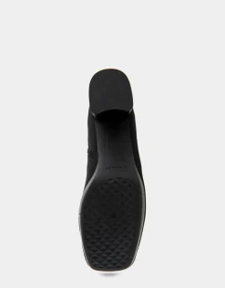 Comfortable Women's Platform Boot in Black Stretch Gabardine Fabric Fabric