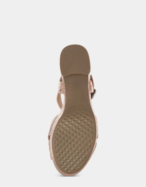 Comfortable Women's Platform Sandal in Rose Gold Genuine Leather