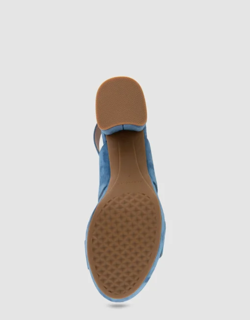 Comfortable Women's Platform Sandal in Indigo Suede Suede