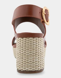 Comfortable Women's Platform Sandal in Gingerbread Leather