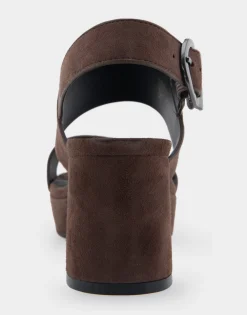 Comfortable Women's Platform Sandal in Brown Genuine Suede