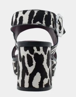 Comfortable Women's Platform Sandal in Zebra Print Calf Hair