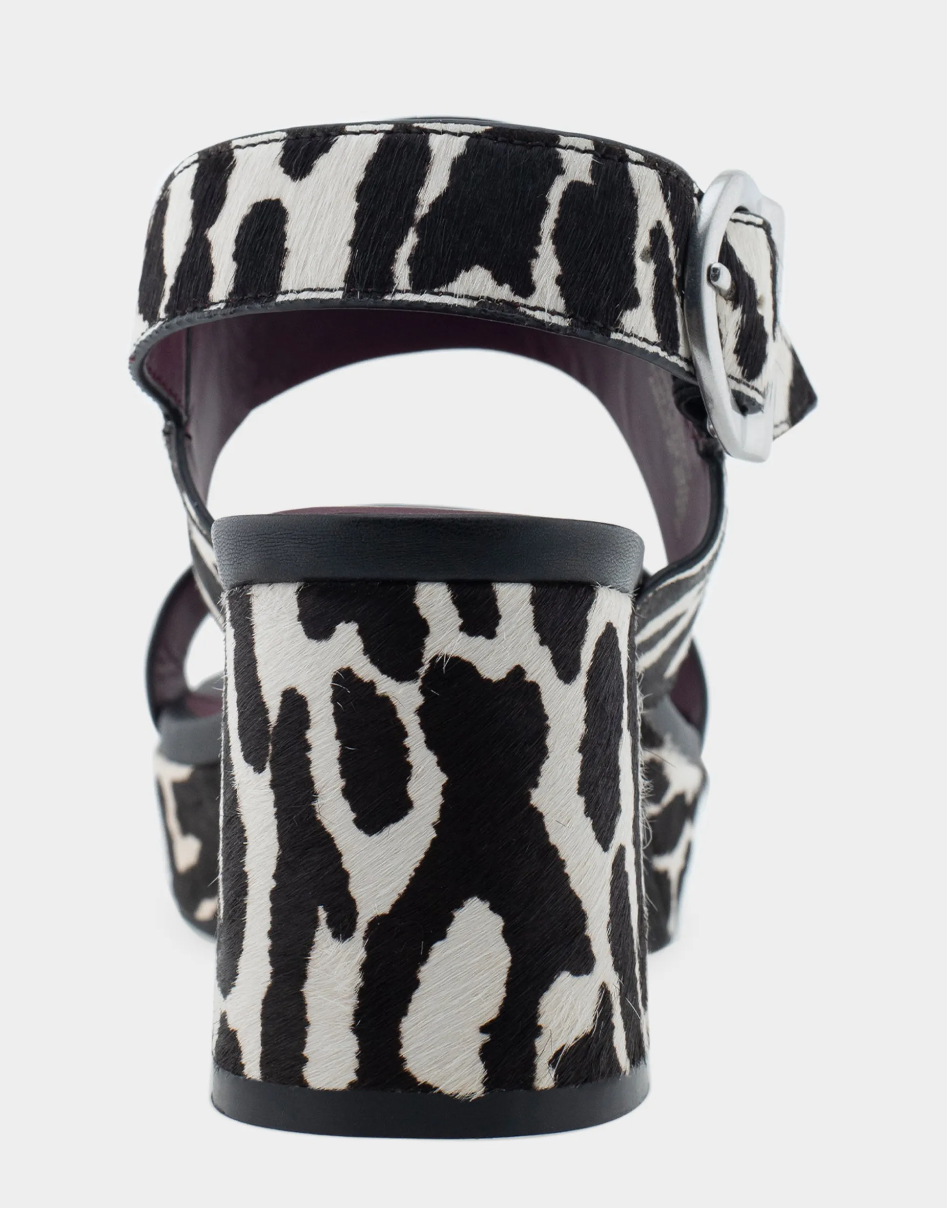 Comfortable Women's Platform Sandal in Zebra Print Calf Hair