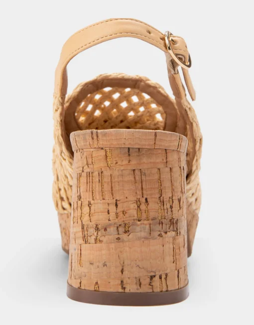 Comfortable Women's Platform Slingback in Natural Raffia Fabric