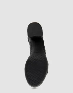 Comfortable Women's Platform Sandal in Black Quilted Leather Leather