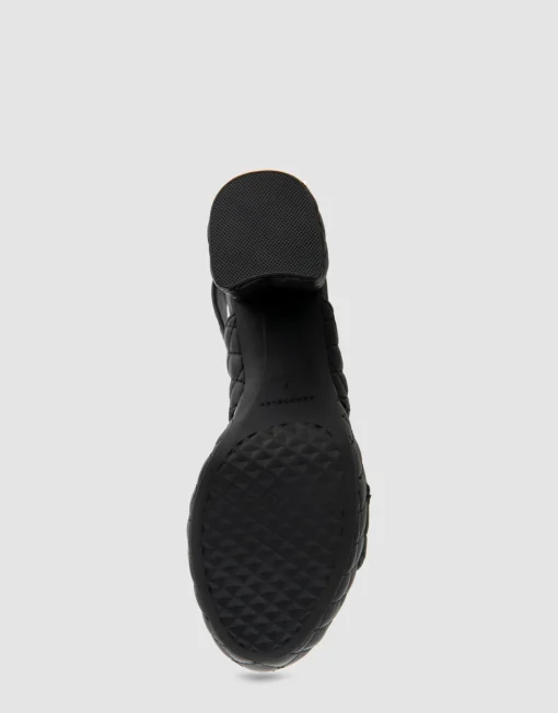 Comfortable Women's Platform Sandal in Black Quilted Leather Leather
