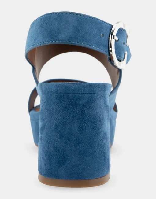 Comfortable Women's Platform Sandal in Indigo Suede Suede