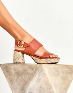 Comfortable Women's Platform Sandal in Gingerbread Leather