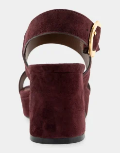 Comfortable Women's Platform Sandal in Deep Aubergine Suede Suede