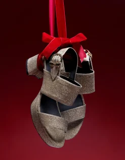 Comfortable Women's Platform Sandal in Soft Gold Fabric Metallic Lame Fabric