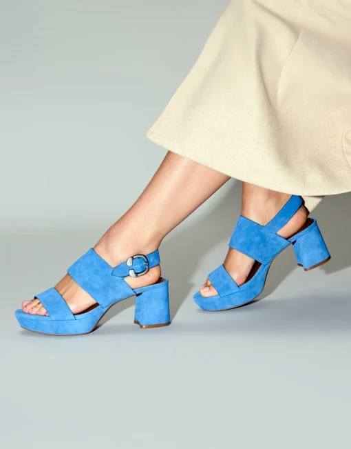 Comfortable Women's Platform Sandal in Indigo Suede Suede