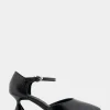 Comfortable Women's Point Toe Two Piece Statement Heel Pump in Black Leather