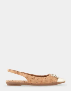 Comfortable Women's Point Toe Slingback Flat in Cork Cork
