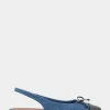 Comfortable Women's Point Toe Slingback Flat in Denim Fabric Denim Fabric