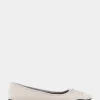 Comfortable Women's Point Toe Flat in Eggnog Leather
