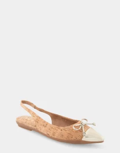 Comfortable Women's Point Toe Slingback Flat in Cork Cork