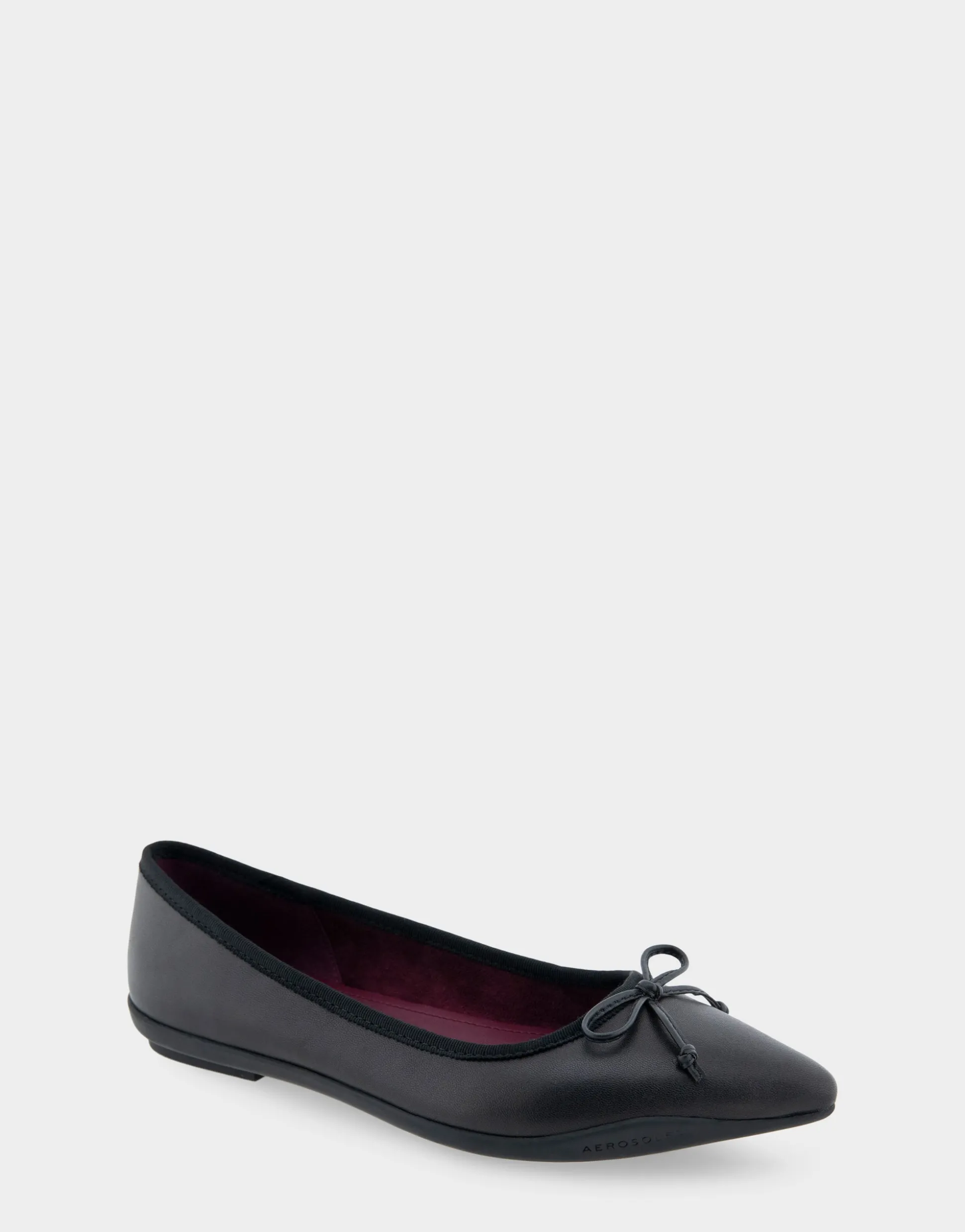 Comfortable Women's Point Toe Flat in Black Leather