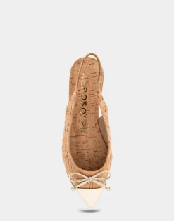 Comfortable Women's Point Toe Slingback Flat in Cork Cork