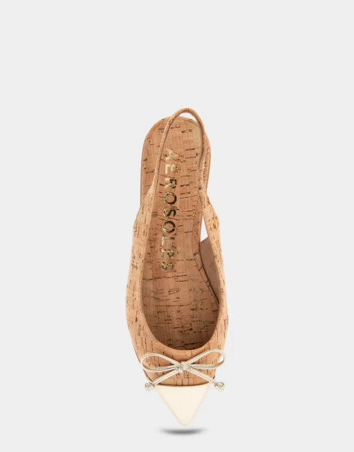 Comfortable Women's Point Toe Slingback Flat in Cork Cork