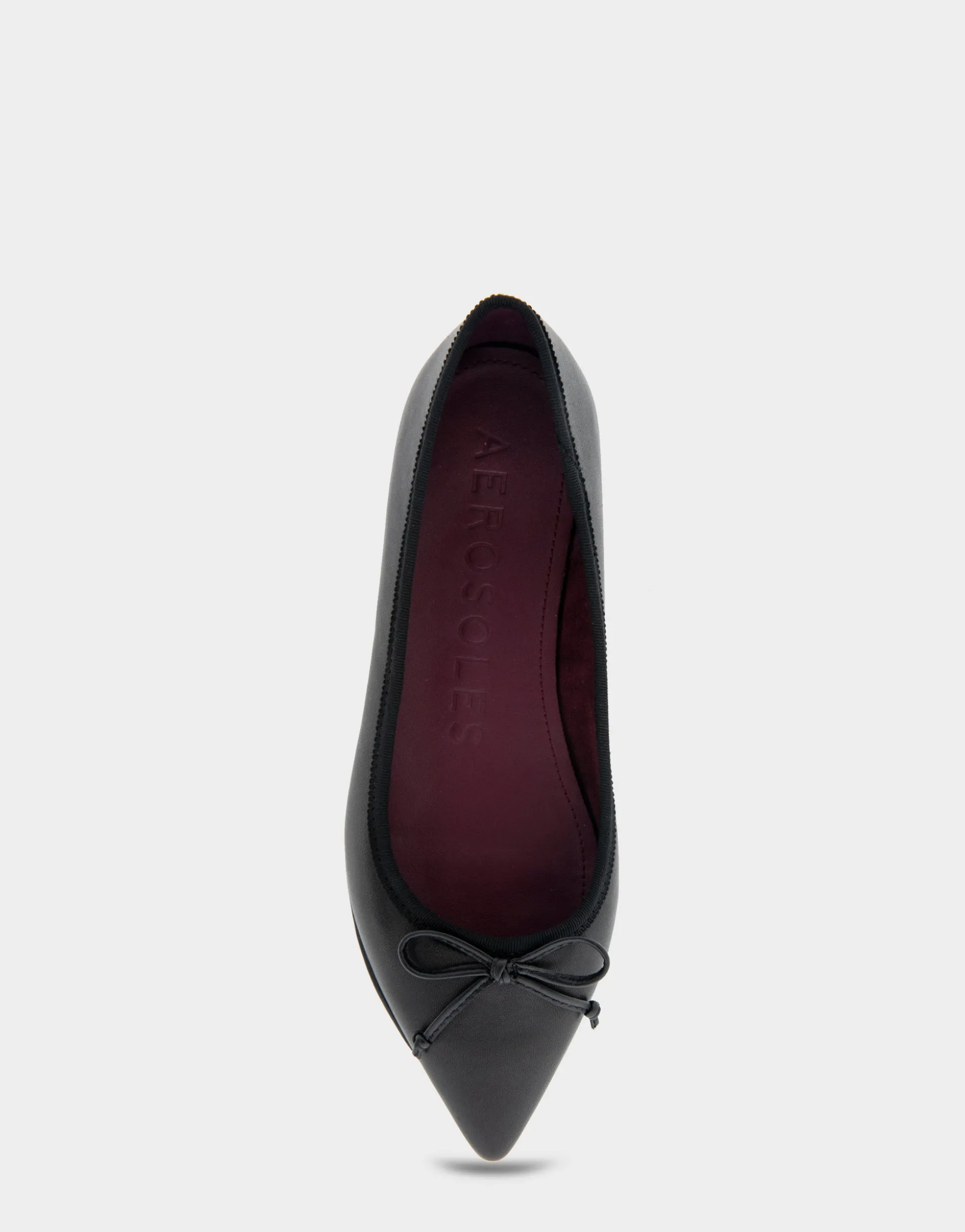 Comfortable Women's Point Toe Flat in Black Leather